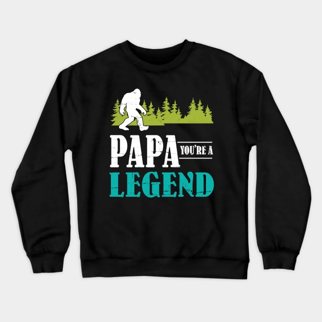 Papa Bigfoot You're A Legend Happy Father Parent Summer Independence Summer Day Vintage Retro Crewneck Sweatshirt by DainaMotteut